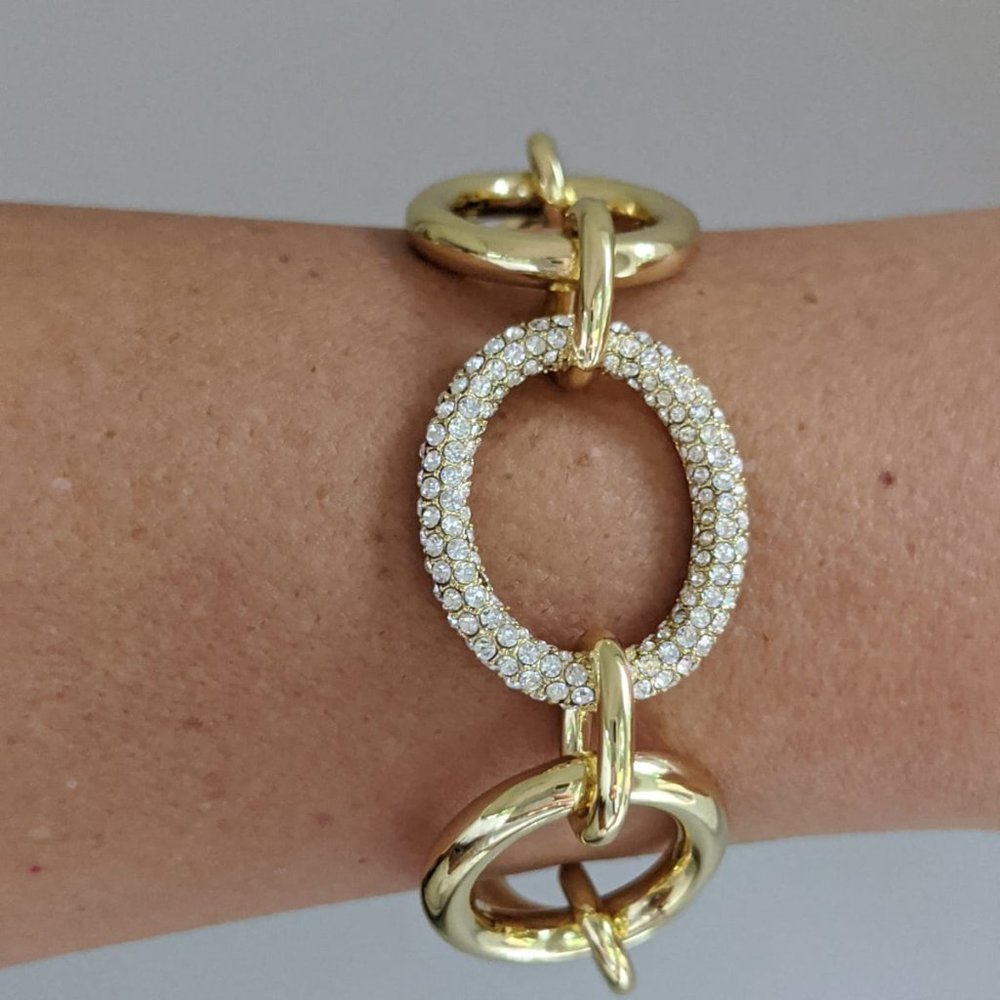 Roberto by RFM Goldtone Pave Crystal Oval Bracelet